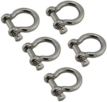 REUISAX Pulseras con grilletes de elevación de Acero Inoxidable compatibles y versátiles, Juego de 5 pasadores de Tornillo, tamaños de Acero Inoxidable 304, 4 mm, 5 mm, 6 mm, 8 mm, 10 mm(4MM-5PCS)