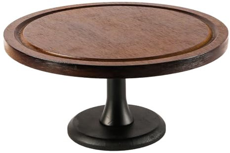 Ieron Soporte para Tartas, Plato Multifuncional para Tartas con pie, Soporte de Madera para exhibición de Tartas con cúpula de acrílico，Bandeja expositora para postres y Tartas (marrón)