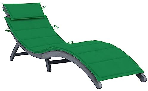 Xichuzi Sonnenliege mit Auflage Grau Massivholz Akazie, Gartenliege, Liegestuhl, Sonnenstuhl, Sonneninsel Outdoor, Liegen, Gartenmöbel, Bäderliege, Relaxliege - 3064049