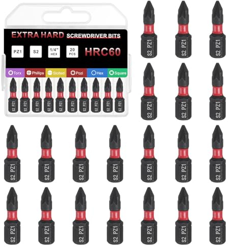 QUARKZMAN Punte PZ1 Per Cacciavite Codolo Esagonale 1/4 L 25Mm/1 20Pz | magnetiche a croce piatte, in acciaio S2, per avvitatori elettrici attrezzi a batteria