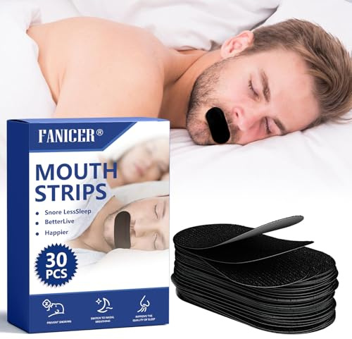 30 Pieces Mouth Tape for Sleeping,Lip Patch Sleep Tape, Mouth Tape for Snoring Reduction,Improved Nasal Breathing,Snoring Aid,Anti Snoring Devices,Sleep Strips for Men & Women (Black)