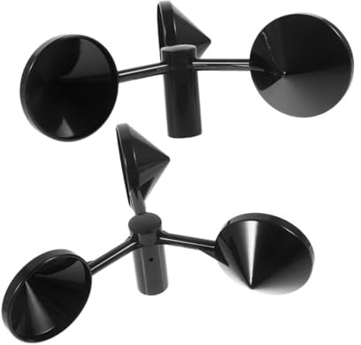 YXKJHH Lot de 2 capteurs de girouette, anémomètre, capteur de Vitesse du Vent, Outil de Mesure du Vent, anémomètre, jauge de Vent, 3 Tasses, ABS Noir