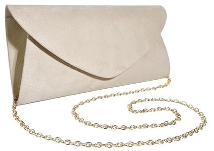 MAQDDO Envelope-Style Clutch Bag Elegante Umschlag Kupplung Handtasche Mode Frauen Abend Hochzeit Party Messenger Brieftasche Schulter Handtasche for Dame Bankett Zur Dekoration(Beige)