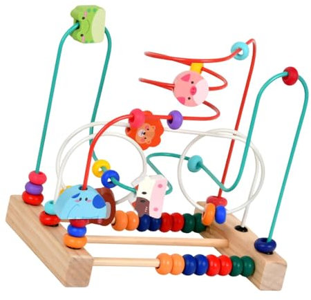 Fenteer Juguete de Laberinto de Cuentas de Madera con Rodillos de Colores para Capacidad de Agarre, Juguete de Rodillos de Cuentas para Aprendizaje