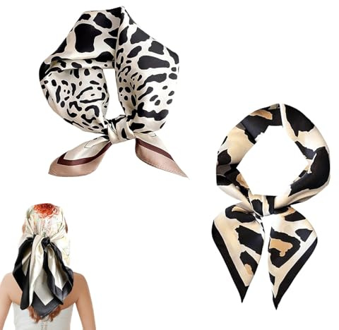 FINELYCR Nickituch Seide, 2 Stück Seidentücher Damen, Retro 70 x 70 cm Bandanas Damen, Kopftuch Seide