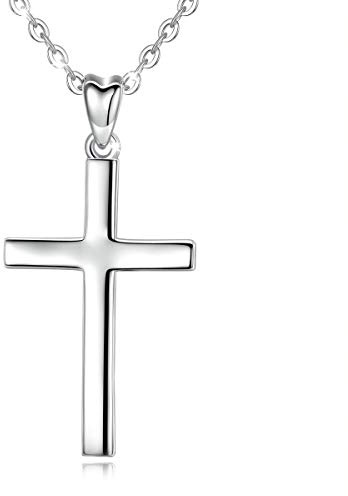 CELESTIA Kreuzkette Damen Silber 925 Kreuz Anhänger mit Edelstahlkette, Taufkette Mädchen, Minimalistischer Schmuck Geschenk Frauen