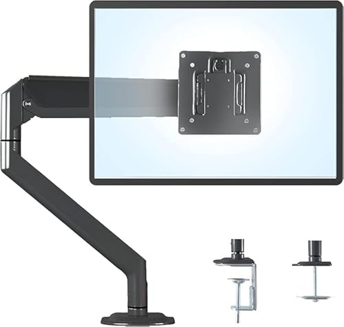 Farini Single PC Monitor Mount for 10 to 32 Inch, Full Motion with Gas Spring Fully Adjustable Mounting Arm, Height Adjustable Single Arm Monitor Mount Stand