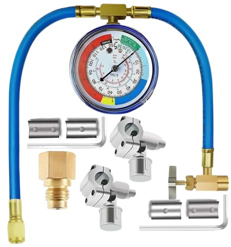 Kit De Recharge Pour Climatisation | Kit Recharge Climatisation Auto | Ensemble Tuyau Avec Valve Perçage Et Embout Pour Gaz Réfrigérant Maintenance Entretien Saisonnier Atelier Domicile Utilisation