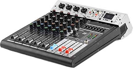 ZKLGS Mesa de Mezclas Serie 48V Efecto repetido Función USB BT DJ Console 99DSP Mezclador 6 Canales