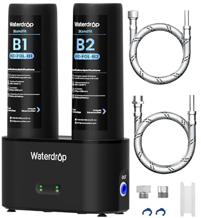 Waterdrop DLA Depuratore Acqua Domestico Sottolavello, Senza Foratura | Filtrazione a 6 Strati con Doppio Filtro, Riduce Cloro, PFAS, Sapore/Odori, Facile Installazione, Indicatore Filtro