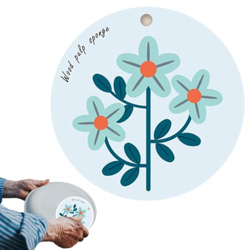 Komprimerad trämassasvamp, naturlig skursvamp | Paket med kökssvampar komposterbar cellulosapasta absorberande återanvändbar våtservetter d