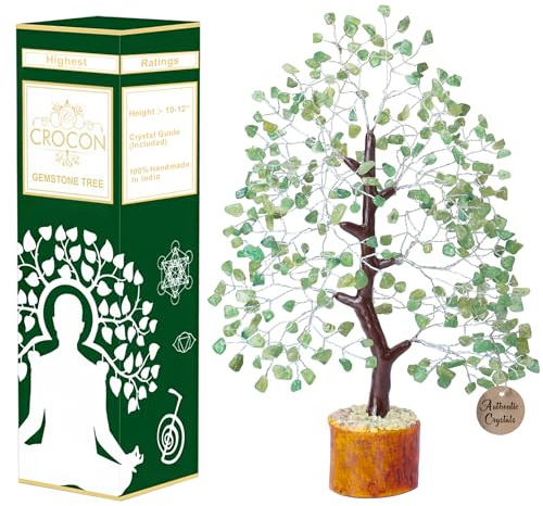 Crocon® Green Jade Crystals and Healing Stones Tree, Birthday Gifts for Women, Sister Birthday Gifts, Crystal Tree of Life for Positive Energy, Home Office Decor, Spiritual Gift for Women & Men
