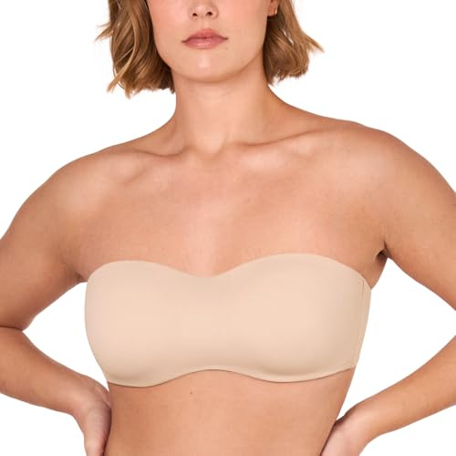DELIMIRA Damen Trägerloser BH mit Bügel | Große Größen, Dirndl Bandeau, Tshirt BHs, ohne Träger, ohne Polster, mit Abnehmbaren Trägern