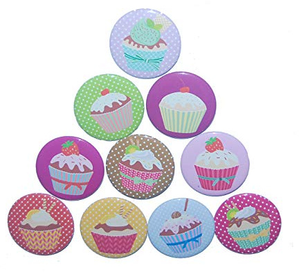 Magnetset Magnet Set Kühlschrankmagnet Größe: 50mm rund 10 Stück Motiv Cupcake Muffin Kuchen