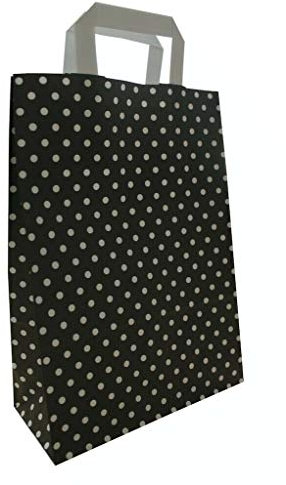 PGV Papiertragetaschen mit Flachhenkel Punkte SCHWARZ - Verschiedene Größen und Mengen (32 + 12 x 40 cm, 25 Stück)