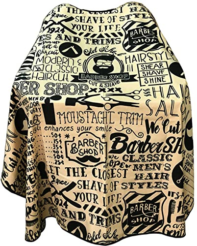 Barber Capes for Men, Hair Cutting Cape with Metal Snap Closure, 100% Polyester Salon Cape, Waterproof & Light Weight & Machine Washable- 63”× 56”, Retro Style