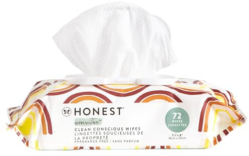 Getue Clean Conscious Wipes | 100% Plant-Based, 99% Water, Baby Wipes | Hypoallergenic, Dermatologist Tested | Rainbow, 72 Count, 36-T40, 72 unité (Lot de 1)