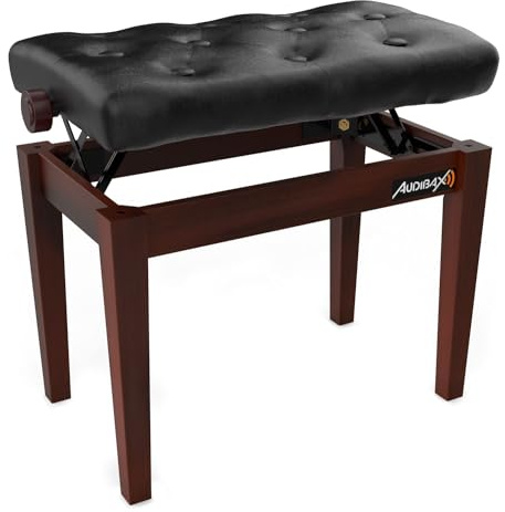 Audibax KB500RW Banco para Piano/Teclado Ajustable Regulable. Acolchado. Palisandro