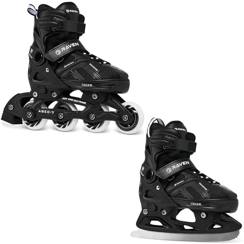 RAVEN Pulse Inline Skates Inliner für Kinder und Erwachsene OPTIONAL 2in1 mit Schlittschuhen verstellbar