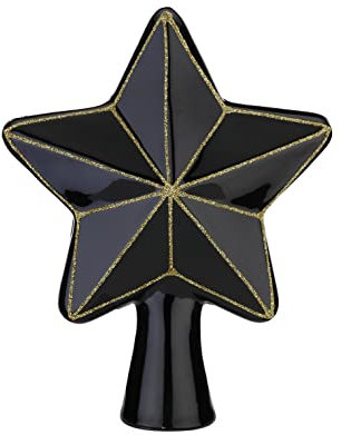 Christbaumspitze Glas 17cm Baumspitze Stern Uni Tannenbaumspitze schwarz - Ebony Black