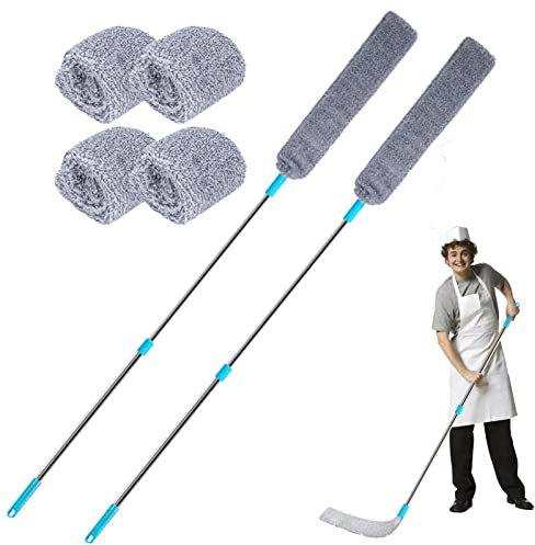 Polvo retráctil, Cepillo Limpieza Huecos, Plumero telescópico Plano, Plumero Extensible, Plumero Microfibra, para Debajo Muebles, sofá, Nevera, Dormitorio, Cocina, Coche,
