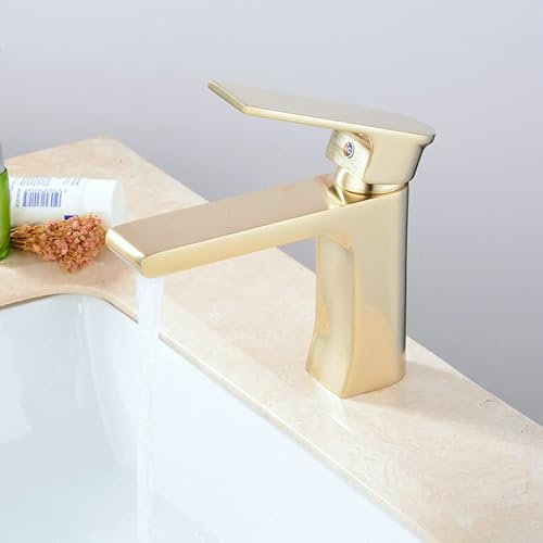 Leekayer Waschbecken Wasserhahn einzigen Handgriff gebürstetem Gold Finish 1 Loch montieren Toilette Becken Mischbatterie,LK66828BGg