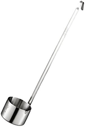 VIGANI Cazo de Vino de Mango Largo, cucharón con Gancho, Cuchara medidora de vertido, Medida Tradicional Escocesa de 30 ml sin Vaso