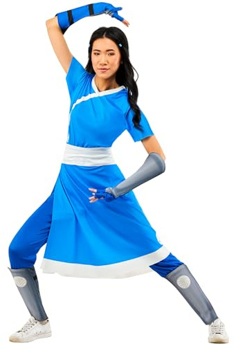 Rubies Official Avatar The Last Airbender Katara kostym overall med bifogad klänning, maskeraddräkt för vuxna, storlek Medium UK 14-16