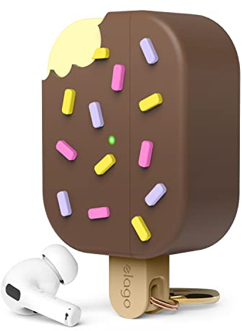 elago Ice Cream Hülle Kompatibel mit AirPods Pro 2 Case | Karabiner Enthalten, Unterstützt Drahtloses Aufladen, Vollständiger Schutz (Schokolade)