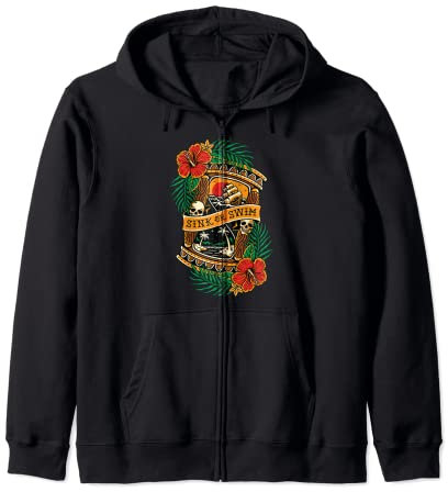 American Traditional Tattoo Old School Flash Skull Sanduhr Kapuzenjacke