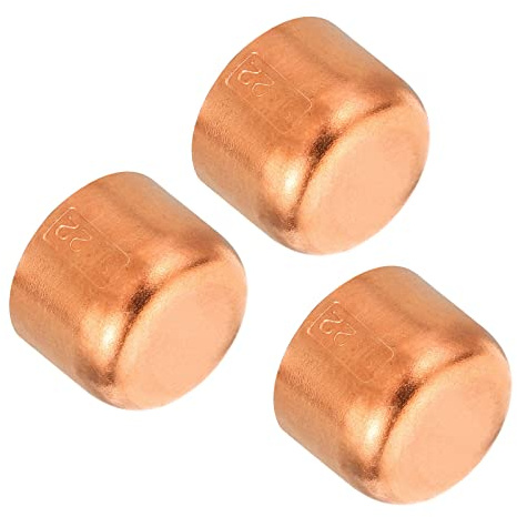 PATIKIL 7/8 Inch ID Copper Pipe End Cap, 3 Pack Copper Fitting Cap Sweat Plug Solder Connection for Plumbing HVAC Air Conditioner