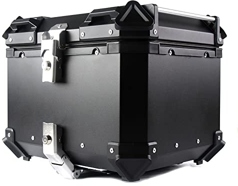Wnanch Top Case Roller Koffer Aluminium Motorradkoffer Halterung 28L 36L 45L 55L 65L 80L 100L Heckkoffer Für Roller, Motorrad, Mofa & Quad(Schwarz,55L)
