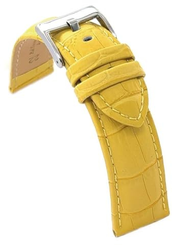 diloy Sportliches gepolstertes Uhrenarmband Rindsleder Krokoprägung quadratisch – Größen 14mm 16mm 18mm 20mm 22mm 24mm 26mm 28mm 30mm – Elegant und widerstandsfähig 368