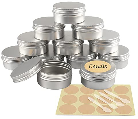 YANCAER 10 Pièces Pots en Aluminium Argenté de 80ml avec Couvercle - D68mm x H36mm Vide Ronde Cosmétiques Pot Conteneurs de Voyage pour Maquillage, Crème, Baume à Lèvres, Mini Bougies