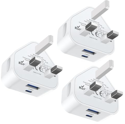 Rekavin Apple iPhone 14 Plug USB and C Fast Charge Plug, 3PACK 20W Dual Port Type Wall Charger Micro UK Charging for 17/16/15/14 Pro/14 Pro Max/13/13 Pro/13 Max/12/12 Max/11 Pro/iPad