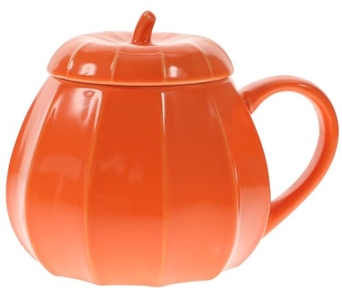 YARNOW 1 tazza di zucca di Halloween, a forma zucca, in ceramica, per feste Halloween, colore arancione