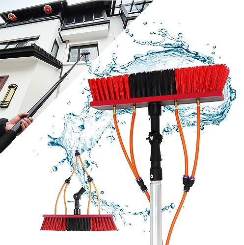Witriolik PV Anlage Reinigungsgerät, 4m Wasserführung Teleskop-Waschbürste, Solar und Photovoltaik-Reinigung Drehgelenk 180°, Fassadenreinigung Fensterreinigung, mit 20m Schlauch Freie Verbindung