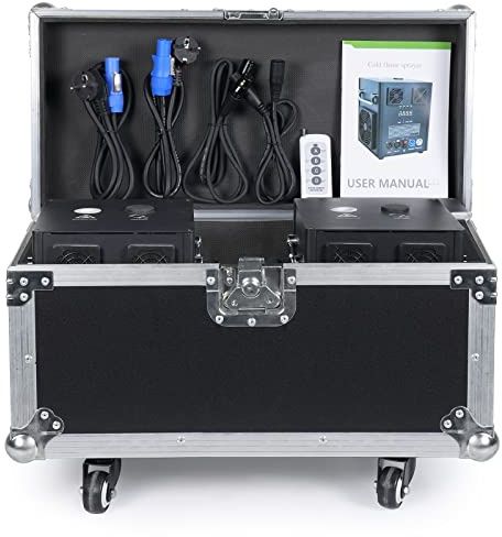 2PCS 530W Máquinas Pirotécnicas, DMX Efecto Escénico Máquina de Chispas con caja, con Control Remoto altura ajustable 3-5 Metros, para Bar Fiesta de Bodas Navideñas de Halloween