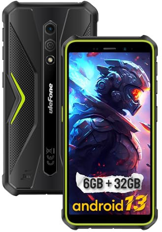 Ulefone Armor X12 - Teléfono móvil irrompible, Android 13 GB, 6 GB + 32 GB ROM/TF-256 GB, cámara de 13 MP, 4860 mAh, pantalla de 5,45 pulgadas, 4G Dual SIM/NFC/GPS, 2 años