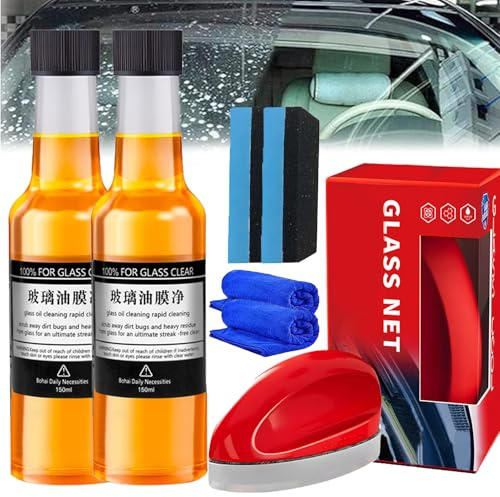 Autoglas Ölfilm Reiniger, Car Glass Oil Film Cleaner, Autofenster Scheibenreiniger, Glasreiniger Auto Scheibenreiniger Auto Glasreiniger Reinigungs Entferner Windschutzscheiben Glasreiniger (2pcs)