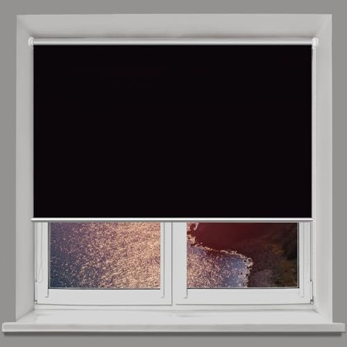 Verdunkelungsrollo Klemmfix Ohne Bohren 90 x 170 cm Hitzeschutz und Sichtschutz Seitenzugrollo Verdunkelungs-Rollo Verstellbare für Fenster und Tür, Schwarz