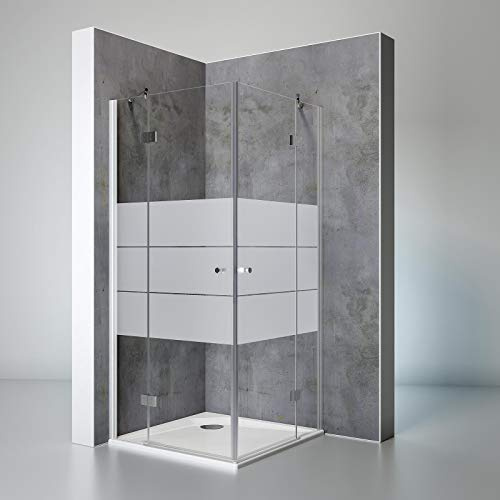 Schulte Duschkabine Eckeinstieg Youngline, 80 x 80 cm, 190 cm, 5 mm Sicherheits-Glas Depoli Light, alu-natur, Montage auf Duschwanne oder Fliese