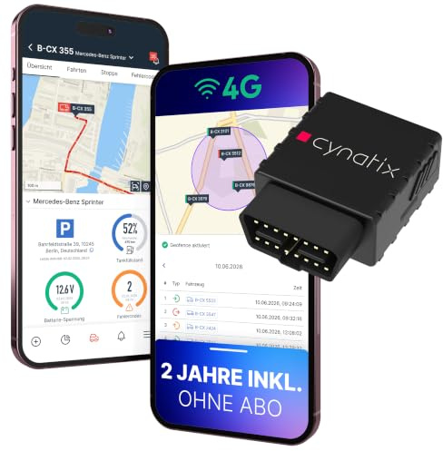 OHNE ABO | 4G-Pro Cynatix GPS Tracker Komplettpaket 2 Jahre | Echtzeit-Ortung inkl. SIM & App | Auto, LKW, Wohnmobil, Transporter