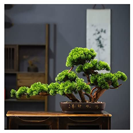 Künstlicher Bonsai-Baum Simulation Willkommen Kiefer Bonsai Veranda Zypresse Kiefer Baum Ornamente Wohnzimmer Dekoration Künstliche Baum Hohe Arhat Kiefer Topfpflanze for Dekoration, Desktop Display K