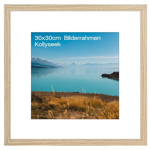 kollyseek Bilderrahmen 30x30 cm aus MDF und Acrylglas-Schwarz holz,zum Aufhängen & Aufstellen, Wohnzimmer Dekorahmen(mdfwood)