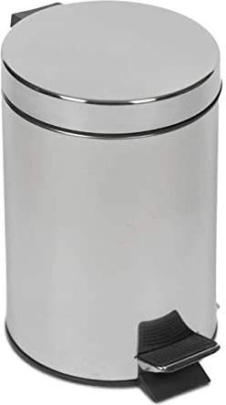 GREATOYAR Cubo de Basura con Pedal de Metal y Acero Inoxidable - Reposapiés Antideslizante para Cocina, Baño, Oficina - 3 Litros, Plata