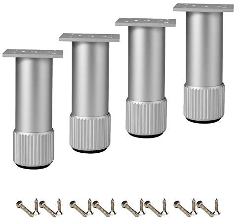 Zylindrische Möbelbeine, wasserdichte Tischbeine, Ersatz-Schrankbeine, Dicke Aluminiumlegierung, Höhenverstellung mit Gewinde, Silberne Schrankbeine, kein Rost, sicher/stabil, mit Schrauben, 30 cm