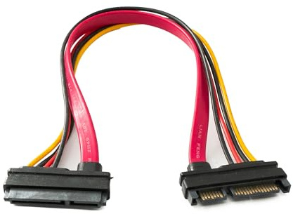 System-S Cable SATA de 30 cm, 22 pines, 7 + 15 macho a hembra, adaptador para disco duro
