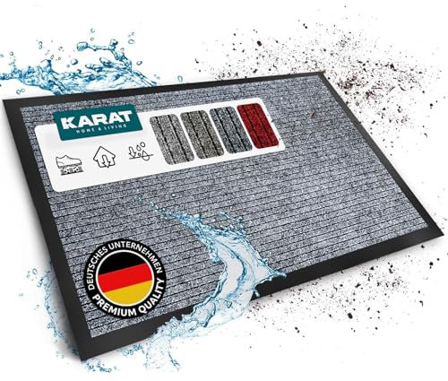 KARAT Schmutzfangmatte Dura - 50 x 80 cm, Anthrazit - Fußmatte mit Rutschfester Rückseite - Türmatte für Eingangsbereich - Fußabtreter, Sauberlaufmatte, Türvorleger