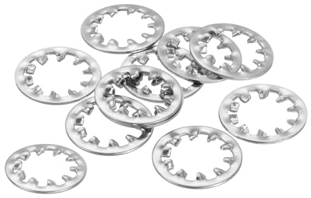 QUARKZMAN 10Pz Rondelle Bloccanti a Stella 1/2 Pollice Tono Argento | Rondella Bloccante Dentellata Interna, per Fissaggi Meccanici, Acciaio Inossidabile, con Denti Interni
